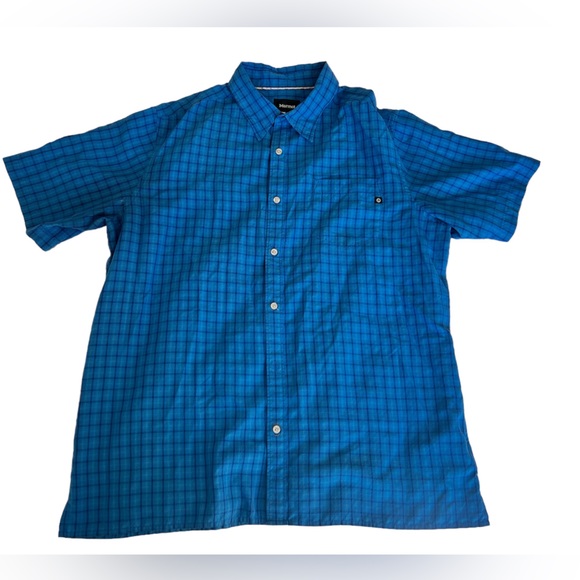 Marmot Men’s Blue Plaid Button Down Shirt - Picture 1 of 8